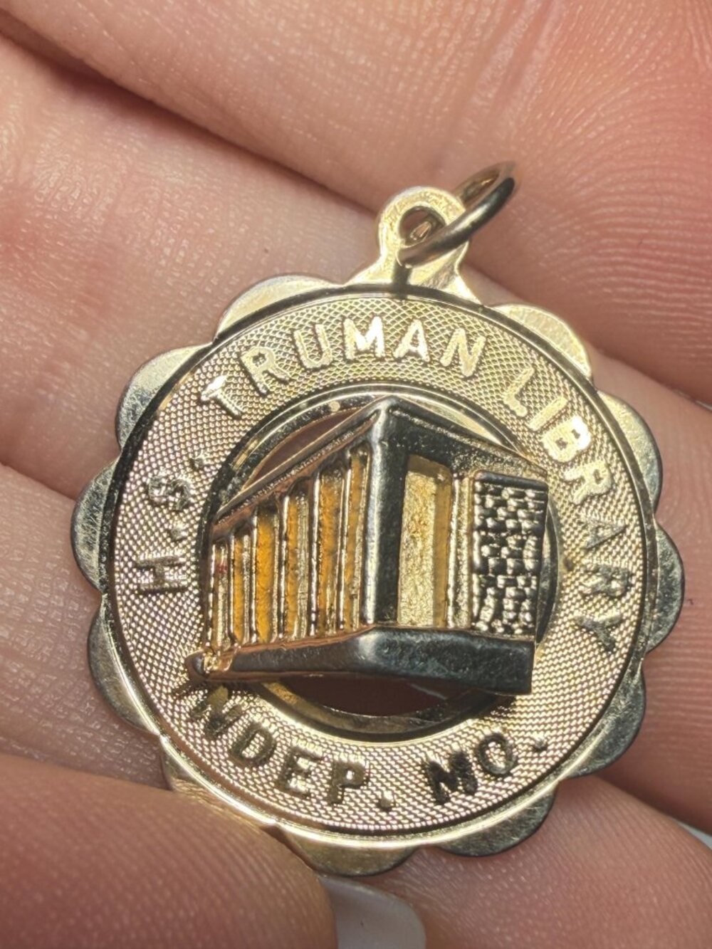 12K Gold Filled Harry S Truman Library Charm Vintage REA